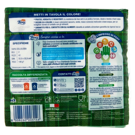 Foxy GranTavola Scozzesi Tovaglioli Doppiovelo 42 pz